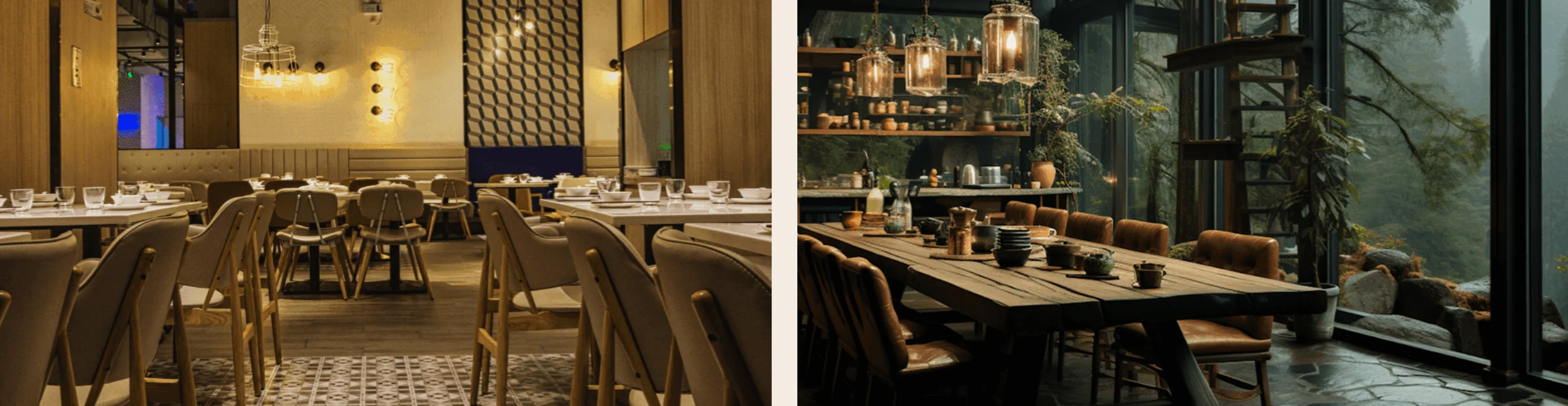 Cafe website: two photos of the dining room
